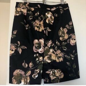J. Crew Black Floral Pencil Skirt